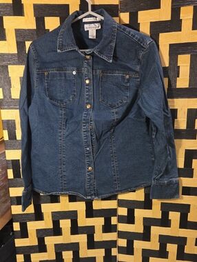 Evan Picone Dark Blue Denim Button-Up Jacket